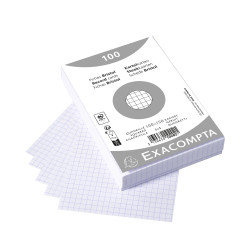 Paquet 100 fiches sous film - bristol quadrillé 5x5 non perforé - 100x150mm