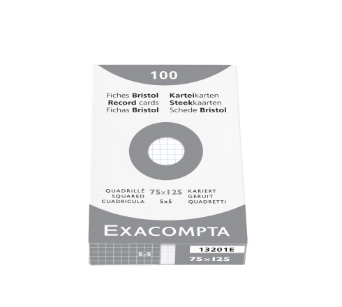 Étui de 100 fiches - bristol quadrillé 5x5 non perforé 75x125mm