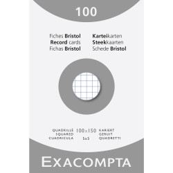 Étui de 100 fiches - bristol quadrillé 5x5 non perforé 100x150mm