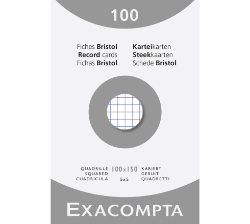 Étui de 100 fiches - bristol quadrillé 5x5 non perforé 100x150mm