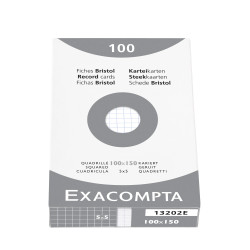 Étui de 100 fiches - bristol quadrillé 5x5 non perforé 100x150mm