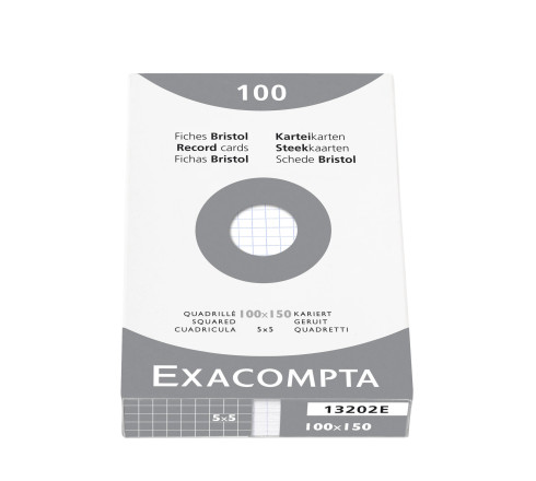 Étui de 100 fiches - bristol quadrillé 5x5 non perforé 100x150mm