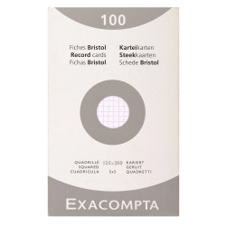 Étui de 100 fiches - bristol quadrillé 5x5 non perforé 125x200mm