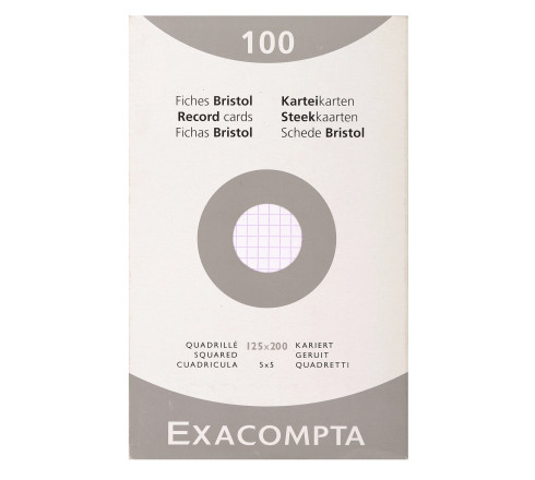 Étui de 100 fiches - bristol quadrillé 5x5 non perforé 125x200mm