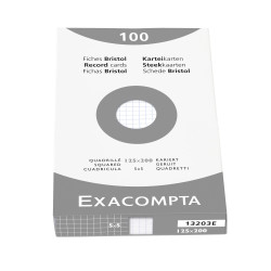 Étui de 100 fiches - bristol quadrillé 5x5 non perforé 125x200mm