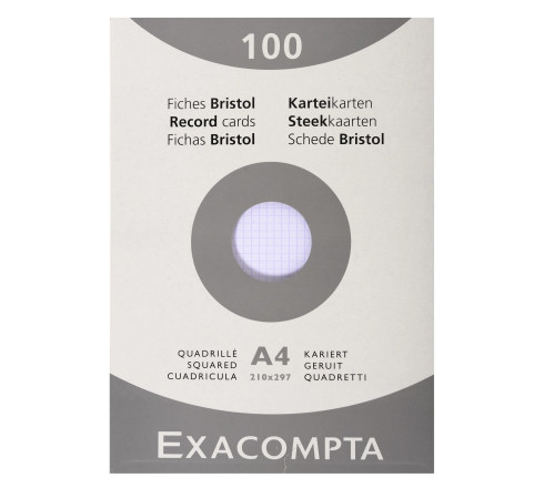 Étui de 100 fiches - bristol quadrillé 5x5 non perforé 210x297mm