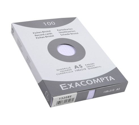 Étui de 100 fiches - bristol quadrillé 5x5 non perforé 148x210mm