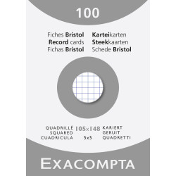 Étui de 100 fiches - bristol quadrillé 5x5 non perforé 105x148mm