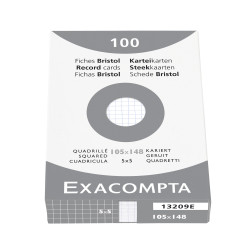 Étui de 100 fiches - bristol quadrillé 5x5 non perforé 105x148mm