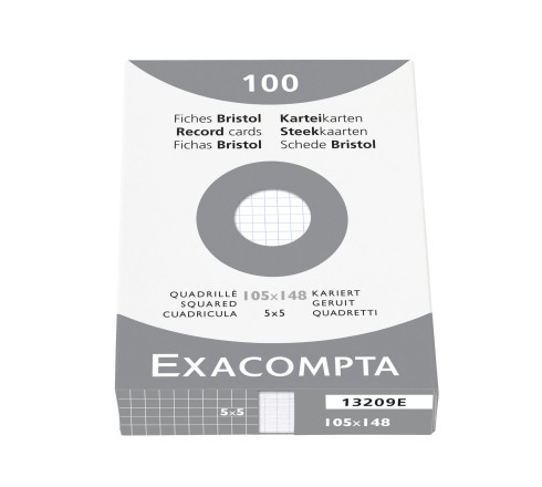 Étui de 100 fiches - bristol quadrillé 5x5 non perforé 105x148mm