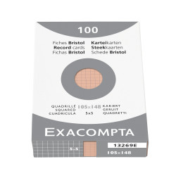 Étui de 100 fiches - bristol quadrillé 5x5 non perforé 105x148mm