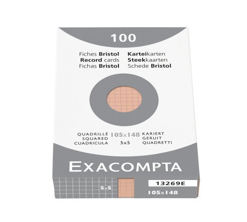 Étui de 100 fiches - bristol quadrillé 5x5 non perforé 105x148mm