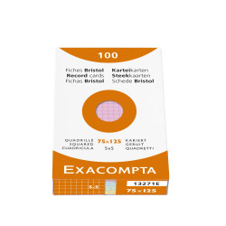 Étui de 100 fiches - bristol quadrillé 5x5 non perforé 75x125mm