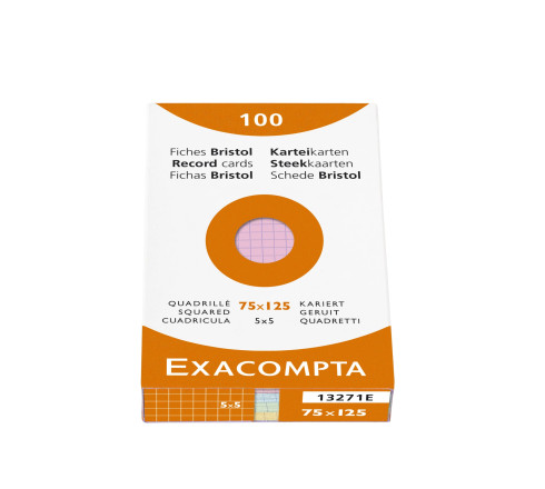 Étui de 100 fiches - bristol quadrillé 5x5 non perforé 75x125mm