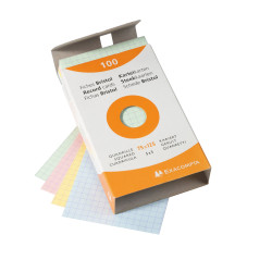 Étui de 100 fiches - bristol quadrillé 5x5 non perforé 75x125mm