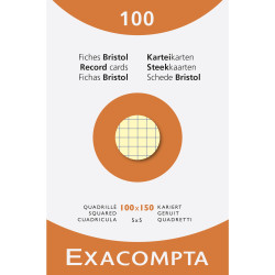 Étui de 100 fiches - bristol quadrillé 5x5 non perforé 100x150mm