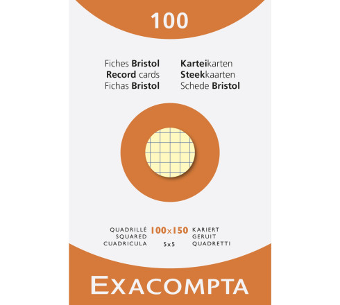 Étui de 100 fiches - bristol quadrillé 5x5 non perforé 100x150mm