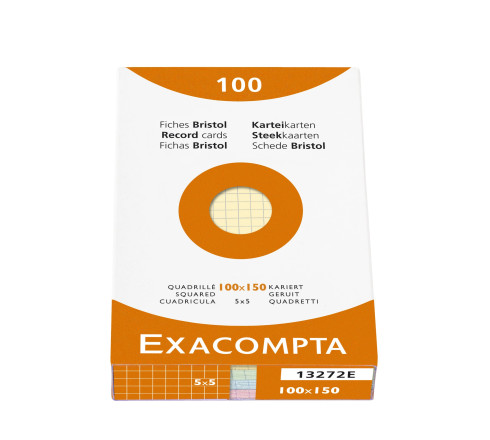 Étui de 100 fiches - bristol quadrillé 5x5 non perforé 100x150mm