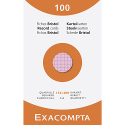 Étui de 100 fiches - bristol quadrillé 5x5 non perforé 125x200mm