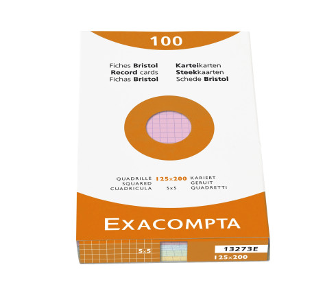 Étui de 100 fiches - bristol quadrillé 5x5 non perforé 125x200mm