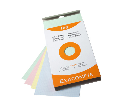 Étui de 100 fiches - bristol quadrillé 5x5 non perforé 125x200mm