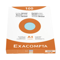 Étui de 100 fiches - bristol quadrillé 5x5 non perforé 210x297mm