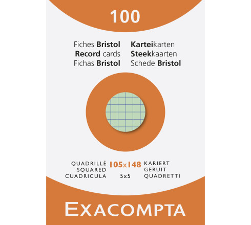Étui de 100 fiches - bristol quadrillé 5x5 105x148mm