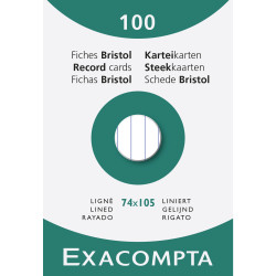 Étui de 100 fiches - bristol ligné non perforé 74x105mm