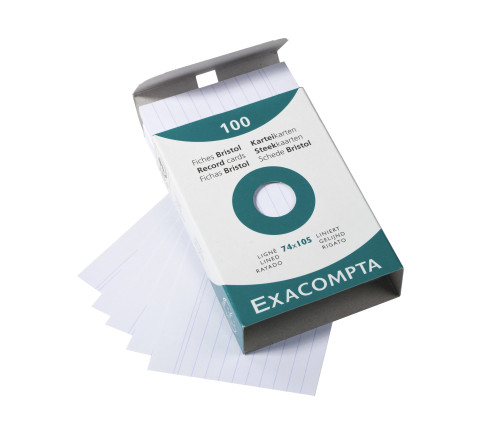 Étui de 100 fiches - bristol ligné non perforé 74x105mm