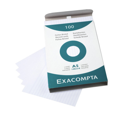 Étui de 100 fiches - bristol ligné non perforé 148x210mm