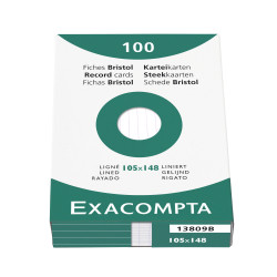 Étui de 100 fiches - bristol blanc ligné non perforé 105x148mm