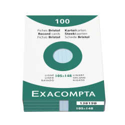Étui de 100 fiches - bristol ligné non perforé 105x148mm