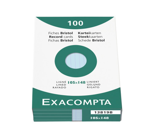 Étui de 100 fiches - bristol ligné non perforé 105x148mm
