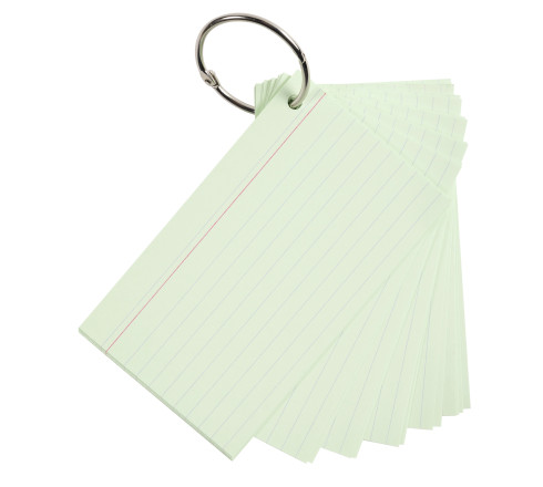 Paquet de 50 Flashcards sous film + anneau - bristol ligné perforé - format A7