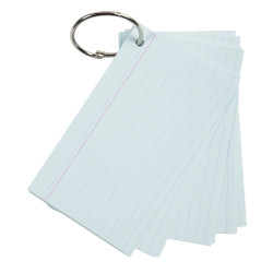 Paquet de 50 Flashcards sous film + anneau - bristol ligné perforé - format A7