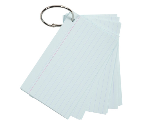 Paquet de 50 Flashcards sous film + anneau - bristol ligné perforé - format A7