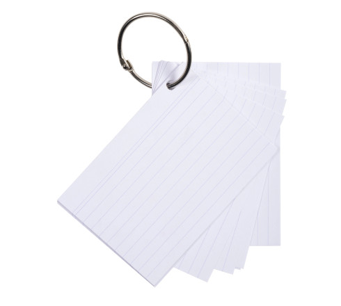 Paquet de 50 Flashcards sous film + anneau - bristol ligné perforé - format A7
