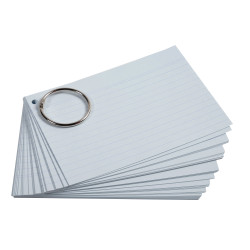 Paquet de 50 Flashcards sous film + anneau - bristol ligné perforé - format A7