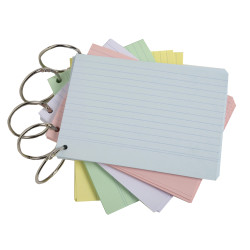 Paquet de 50 Flashcards sous film + anneau - bristol ligné perforé - format A7