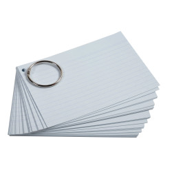 Paquet de 50 Flashcards sous film + anneau - bristol ligné perforé - format A6
