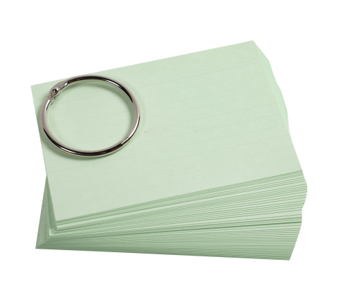 Paquet de 50 Flashcards sous film + anneau - bristol ligné perforé - format A6