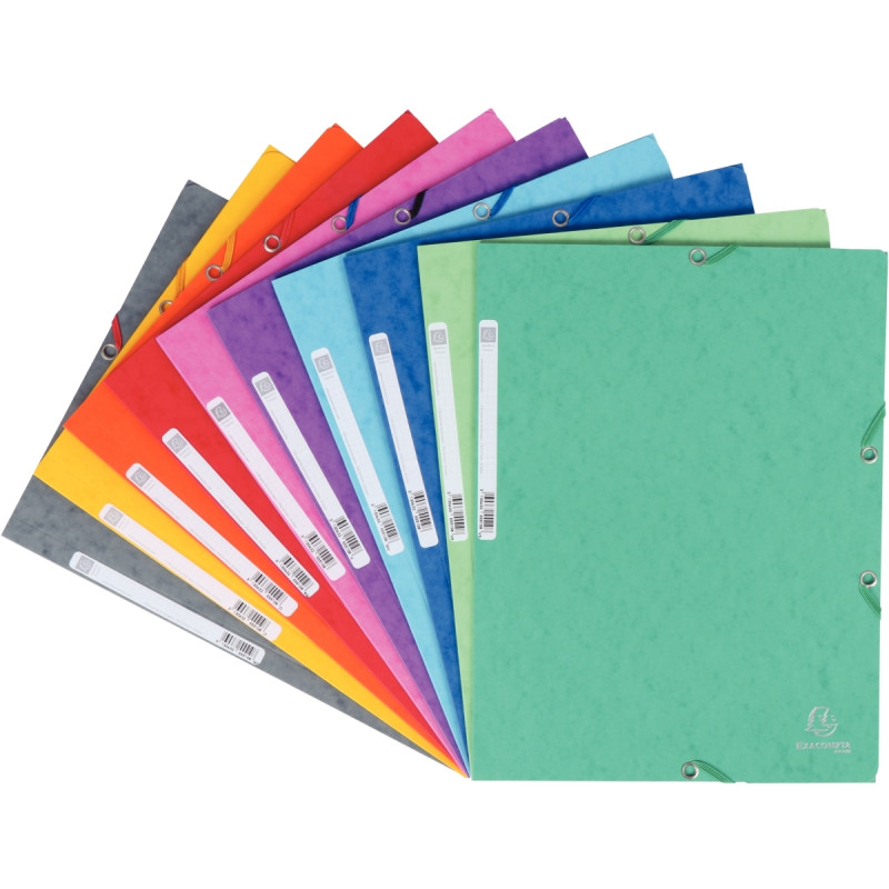 Paquet de 10 chemises 3 rabats à élastiques en carte lustrée 400g, col