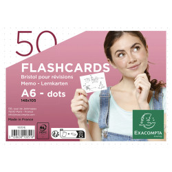 Paquet de 50 Flashcards sous film + anneau - bristol dots perforé - Format A6