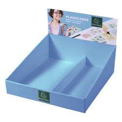 Présentoir complet avec 38 paquets de 50 flashcards sous film + anneau - bristol ligné perforé - formats A6 et A7