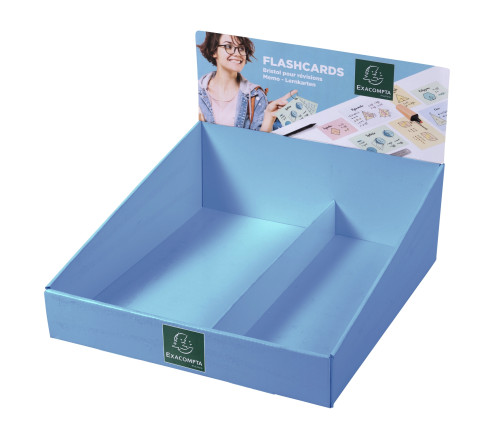 Présentoir complet avec 38 paquets de 50 flashcards sous film + anneau - bristol ligné perforé - formats A6 et A7