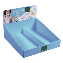 Présentoir complet avec 38 paquets de 50 flashcards sous film + anneau - bristol ligné perforé - formats A6 et A7