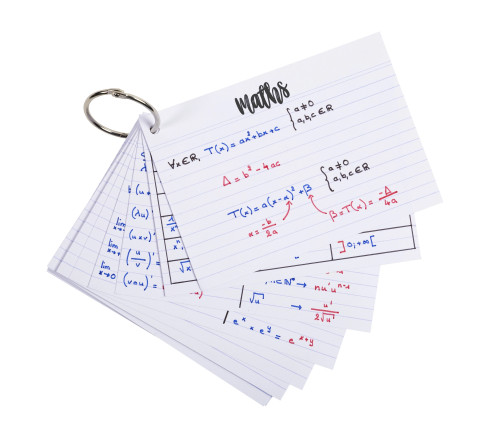 Présentoir complet avec 38 paquets de 50 flashcards sous film + anneau - bristol ligné perforé - formats A6 et A7