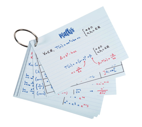 Présentoir complet avec 38 paquets de 50 flashcards sous film + anneau - bristol ligné perforé - formats A6 et A7