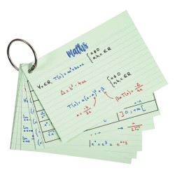 Présentoir complet avec 38 paquets de 50 flashcards sous film + anneau - bristol ligné perforé - formats A6 et A7