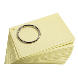 Présentoir complet avec 38 paquets de 50 flashcards sous film + anneau - bristol ligné perforé - formats A6 et A7